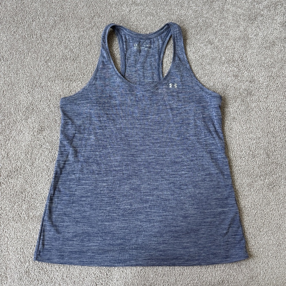 EUC Under Armour Women's Heatgear Velocity Tank Top in Blue Ink Size XL